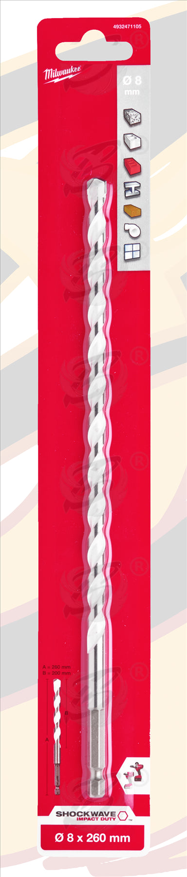 MILWAUKEE 8mm x 260mm MULTI MATERIAL DRILL BIT