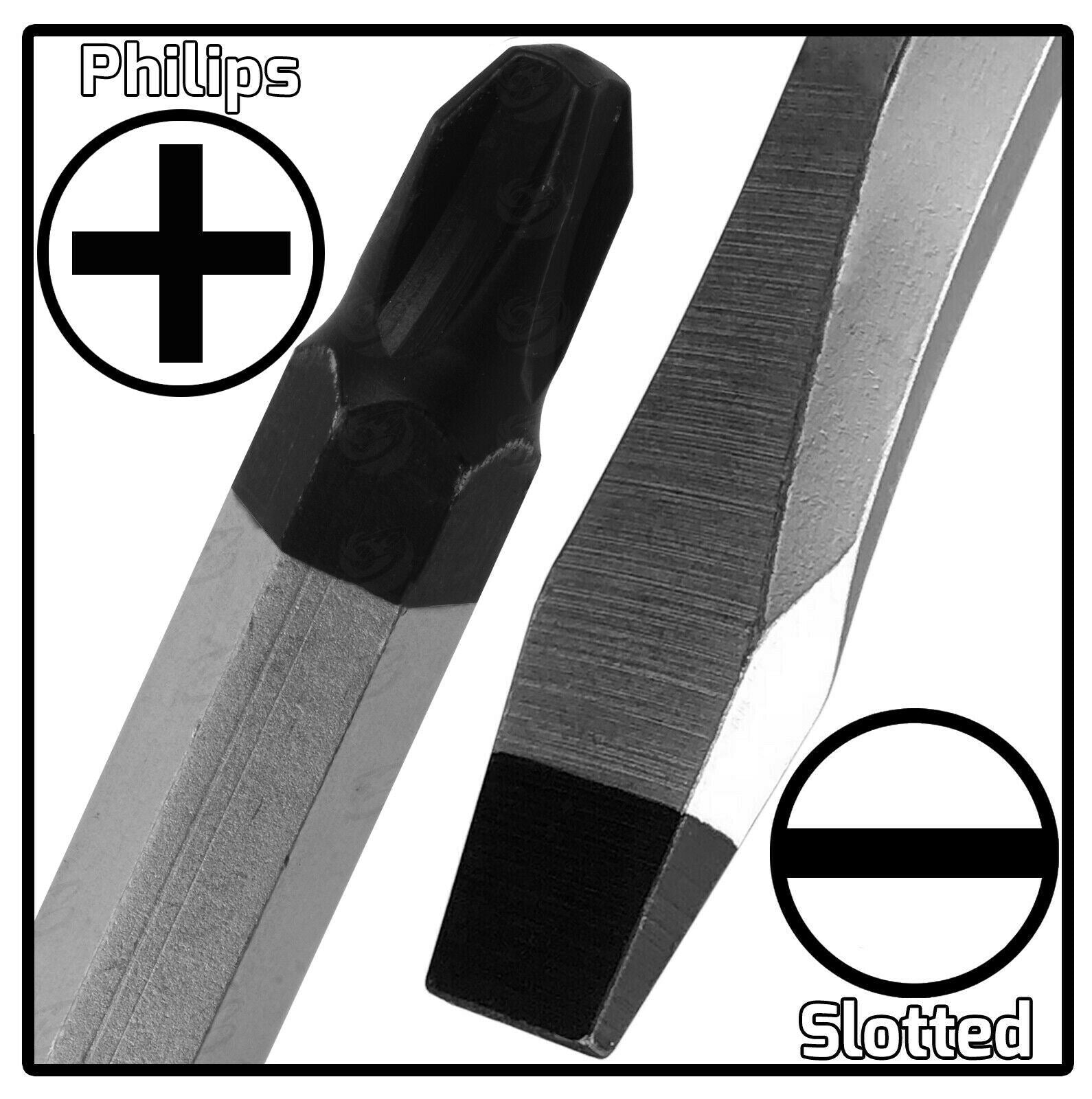 US PRO 12PCS MAGNETIC GO THROUGH SCREWDRIVER SET ( SLOTTED - PHILLIPS )