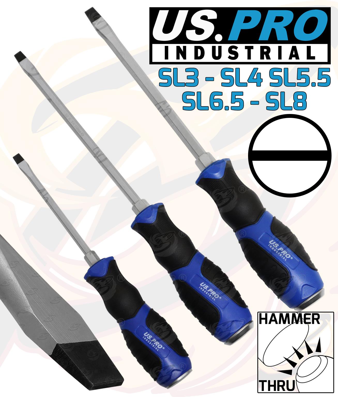 US PRO INDUSTRIAL 9PCS MAGNETIC GO THROUGH SCREWDRIVER SET ( SLOTTED )