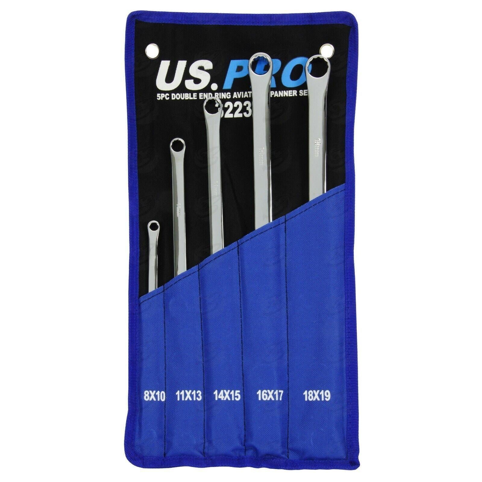 US Pro 5 Piece Extra Long Aviation Spanners 8mm - 19mm 3223