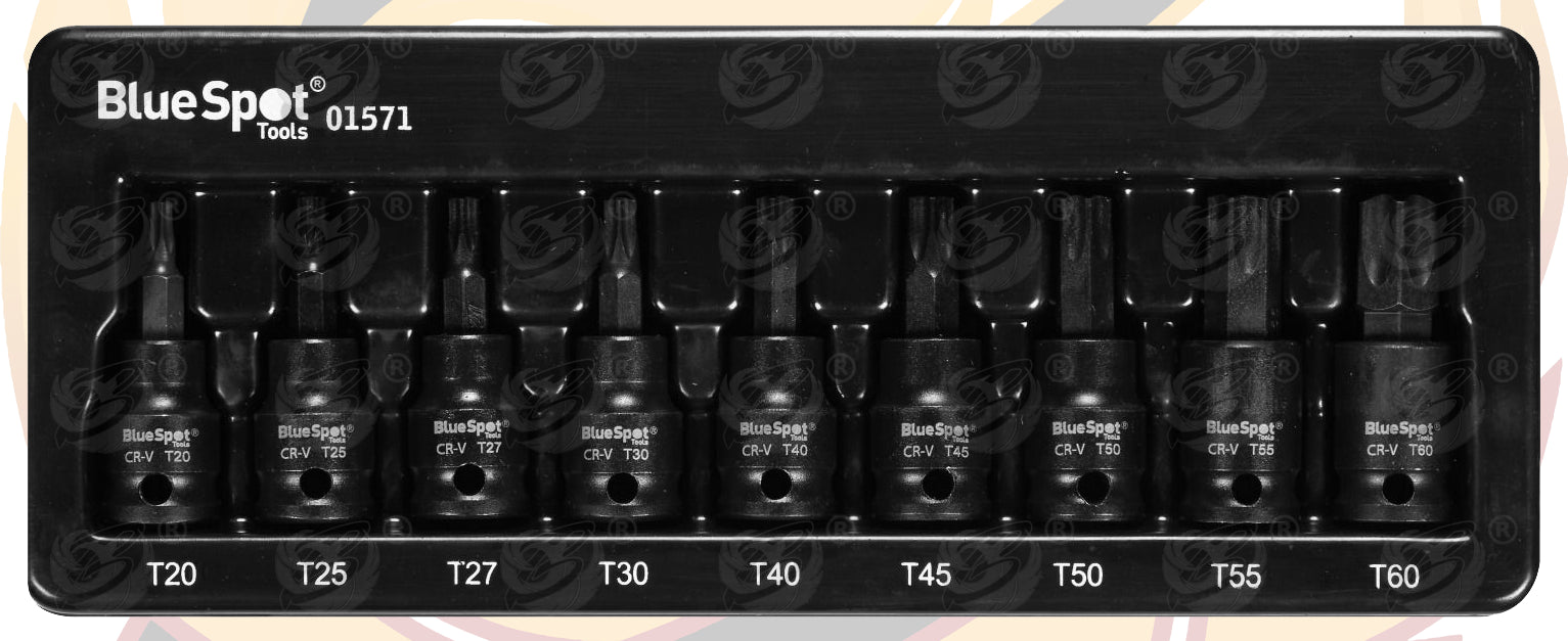BLUESPOT 9PCS 3/8" DRIVE IMPACT TORX BIT SOCKETS T20 - T60