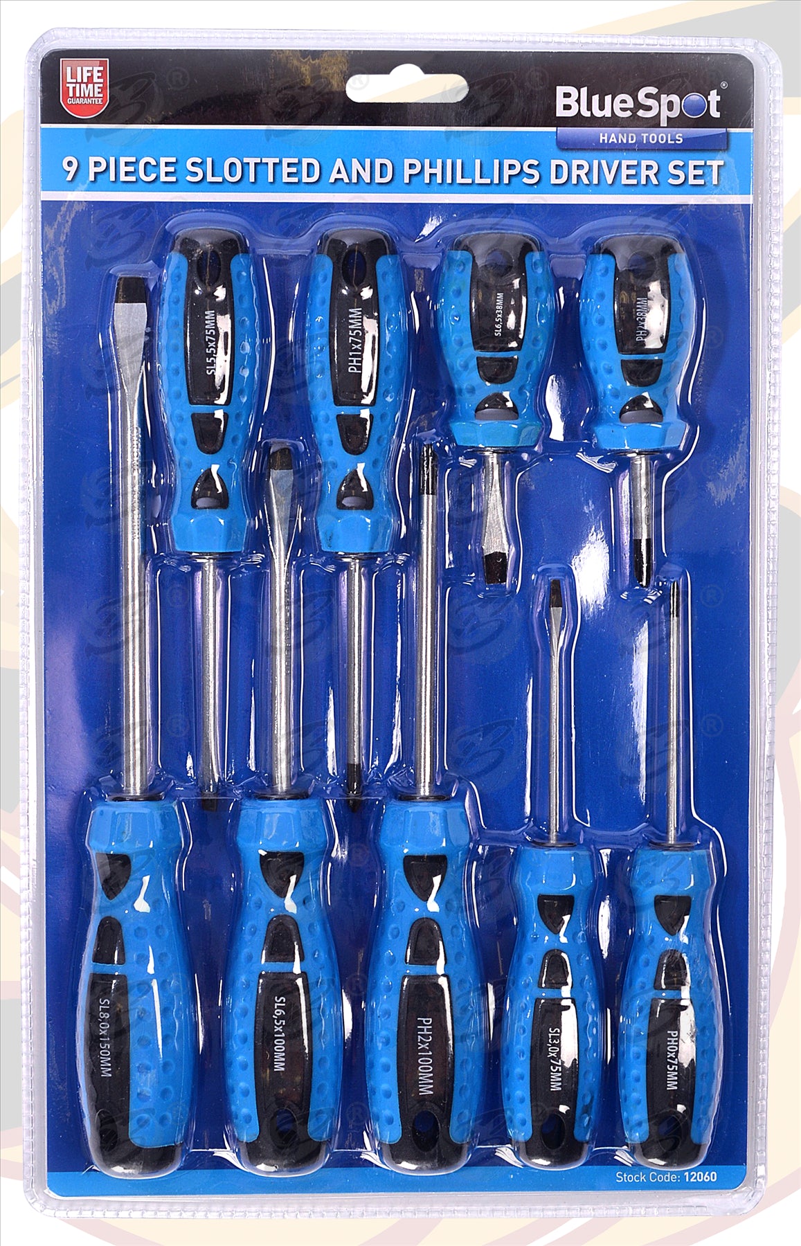 BLUESPOT 9PCS MAGNETIC SCREWDRIVER SET ( SLOTTED - PHILLIPS )