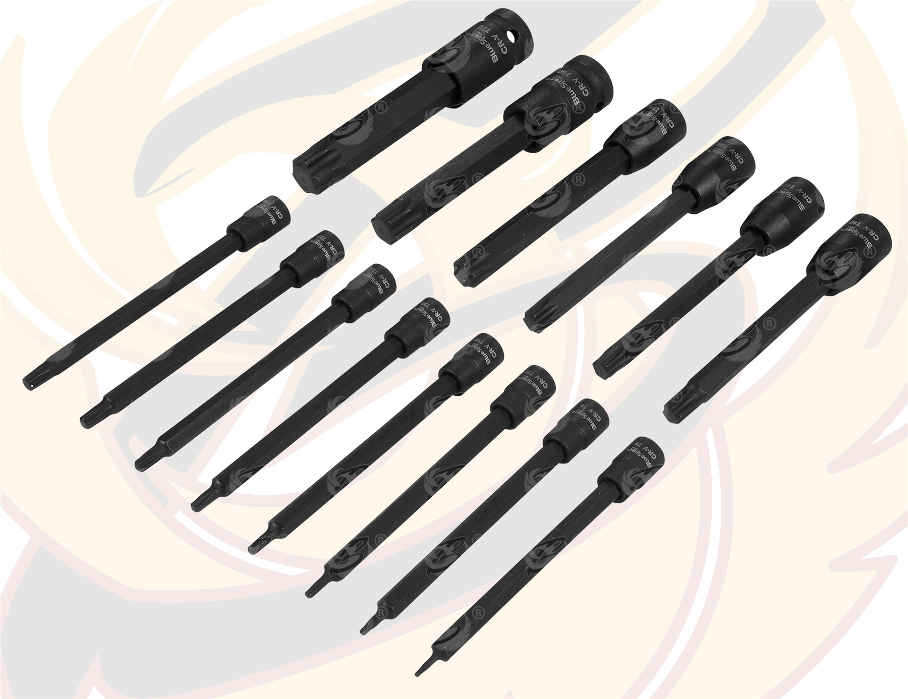 BlueSpot 15 Piece 1/4" & 3/8" & 1/2" Drive Extra Long Impact Torx Bit Sockets T6 - T70 ( 01595 )
