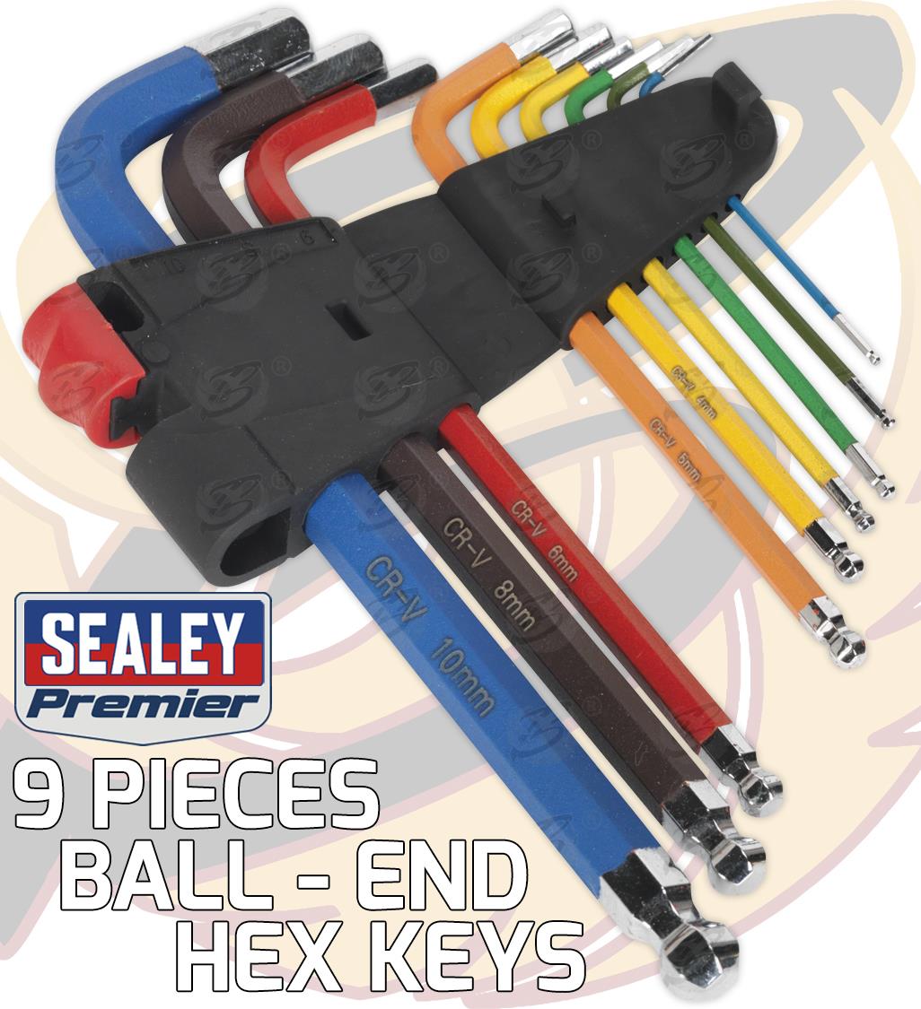 SEALEY 18PCS COLOUR CODED TAMPERPROOF TORX & BALL END HEX KEY SETS ( H1.27 - H10 ) ( T6 - T50 )