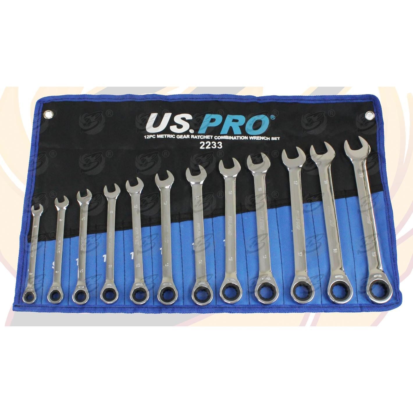 US PRO 24PCS SPANNER & STUBBY RATCHET SPANNER SET 8MM - 19MM