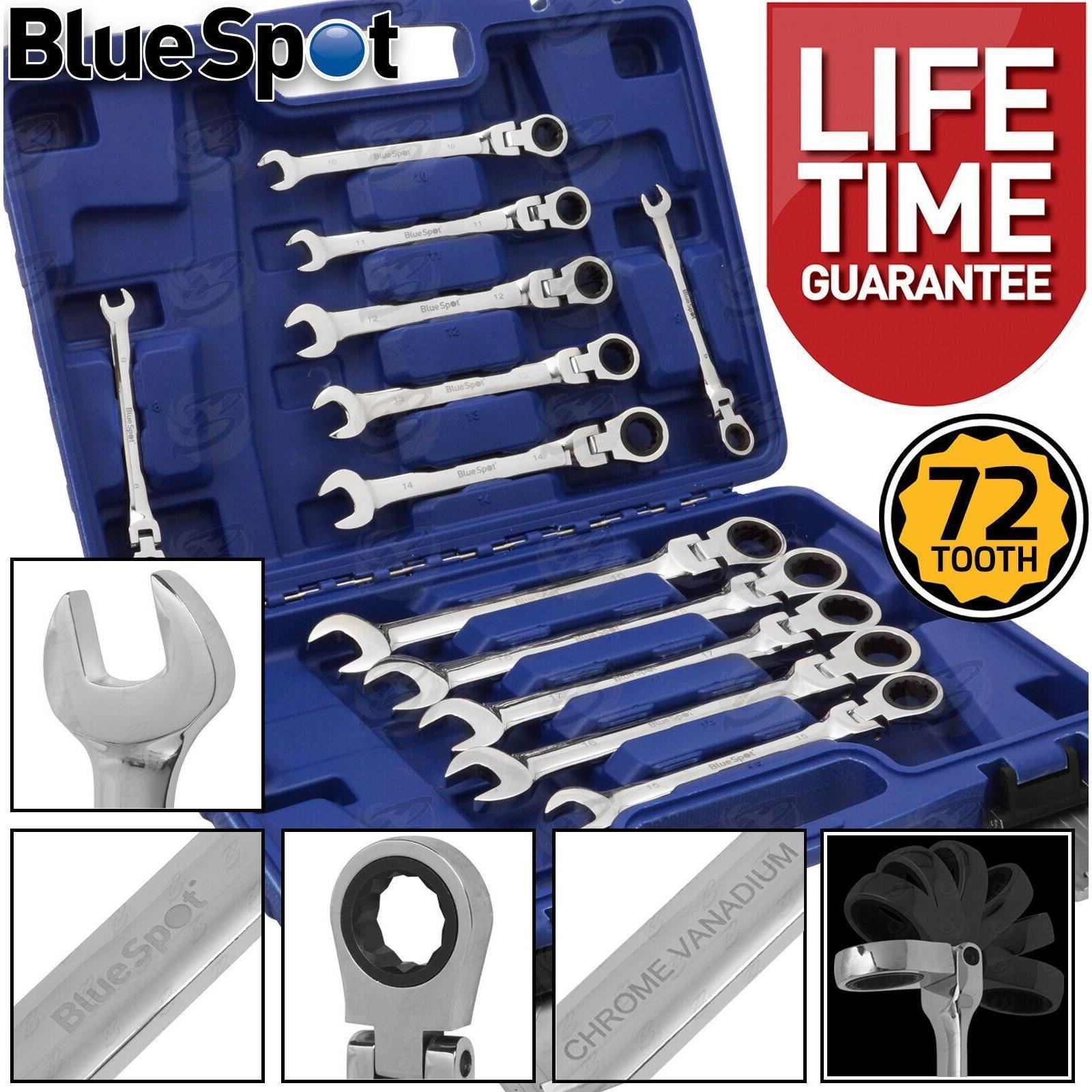 BlueSpot 12 Piece Combination Flexible Ratchet Spanner Set 8mm - 19mm 04309