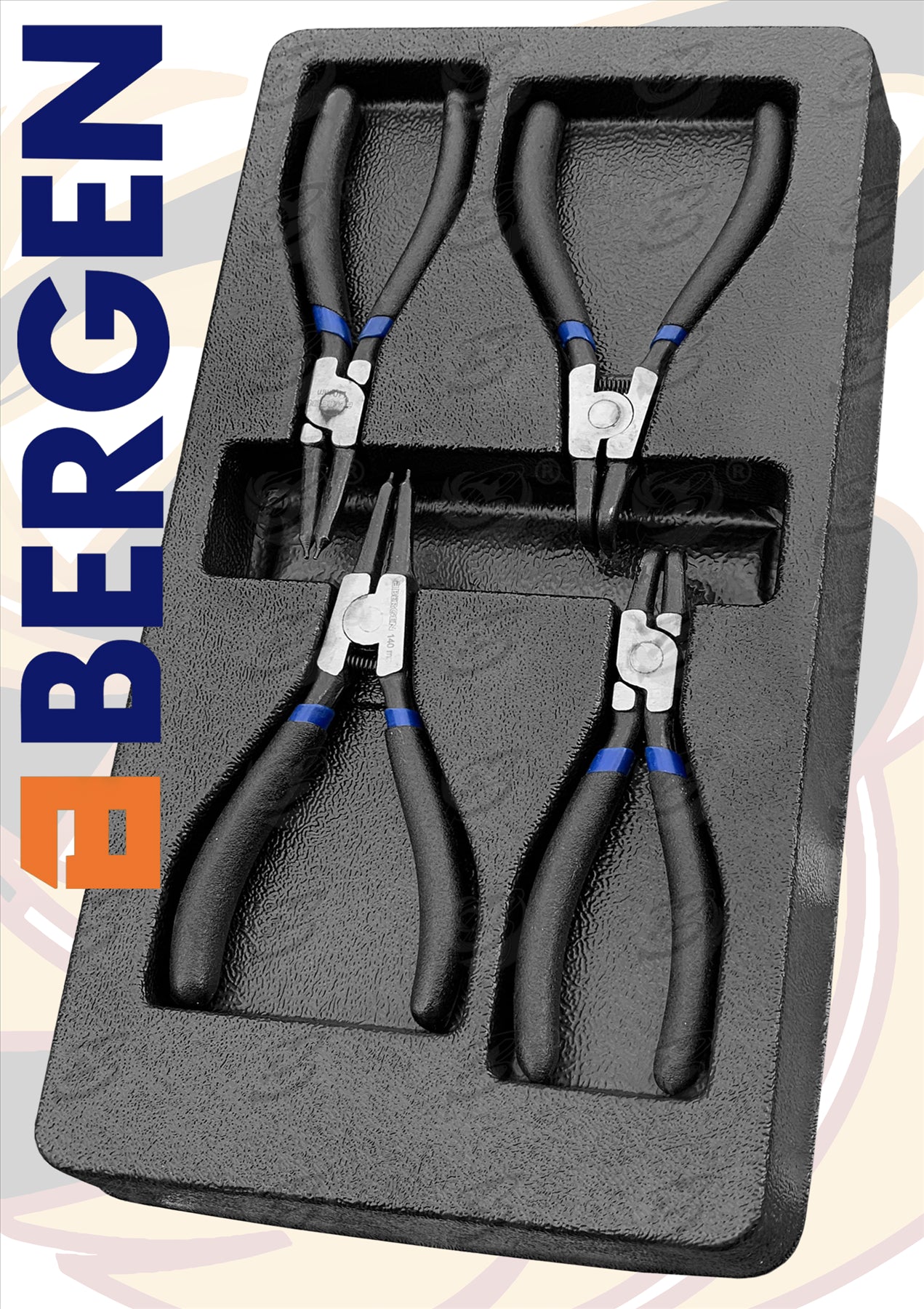 BERGEN 4PCS 5" CIRCLIP PLIER SET