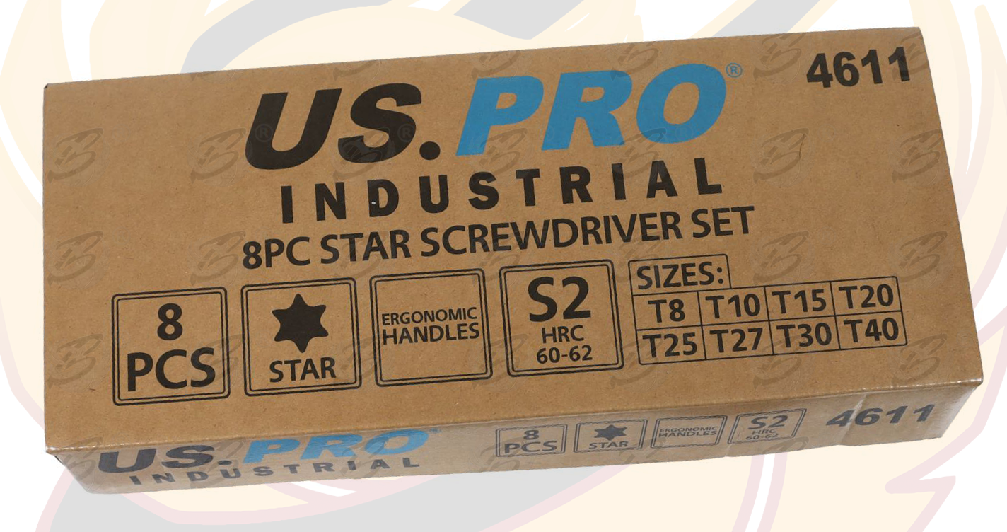 US Pro Industrial 8 Piece Magnetic Torx Screwdriver Set T8 - T40 4611