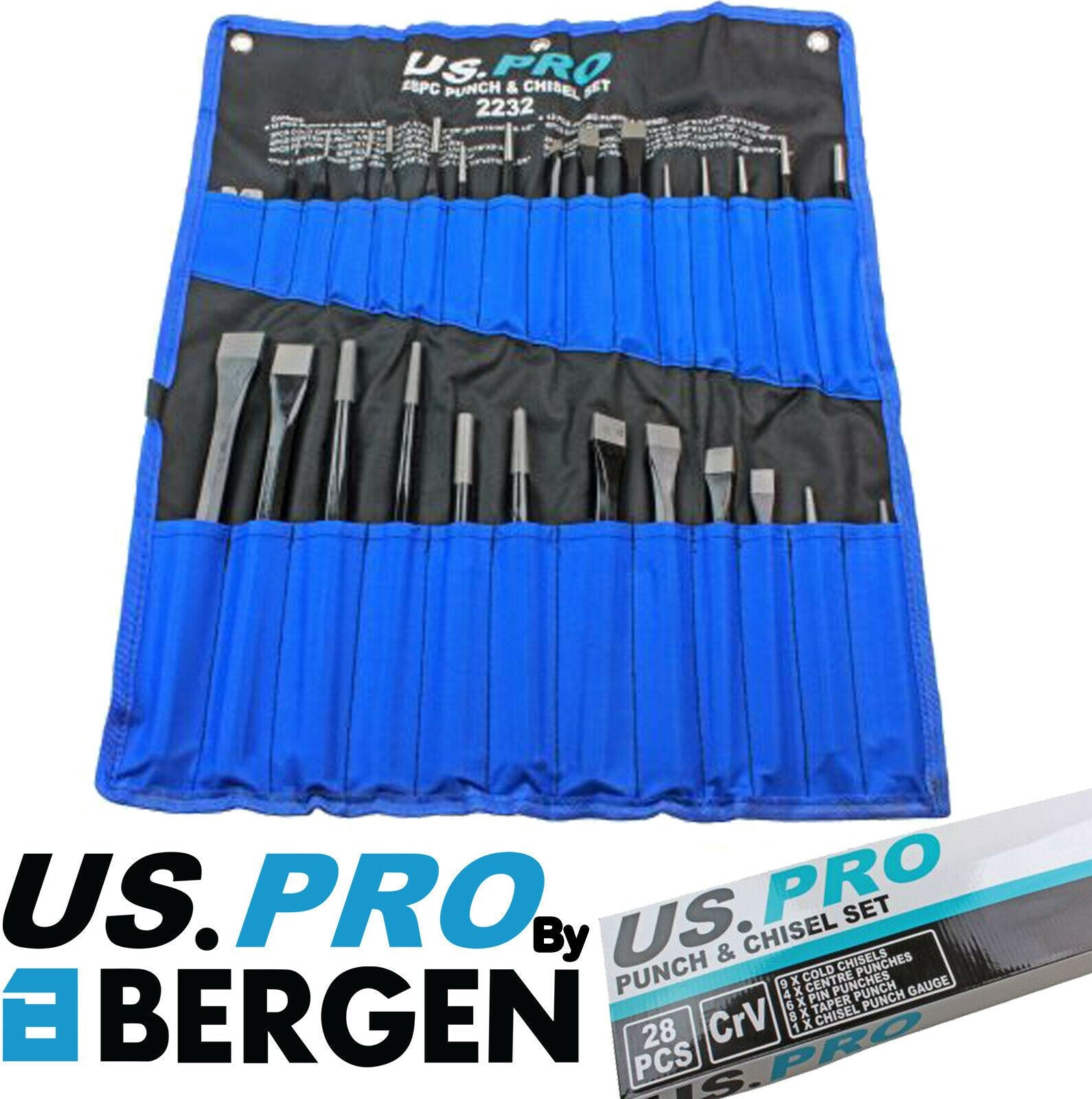 US PRO 28PCS PUNCH & CHISEL SET