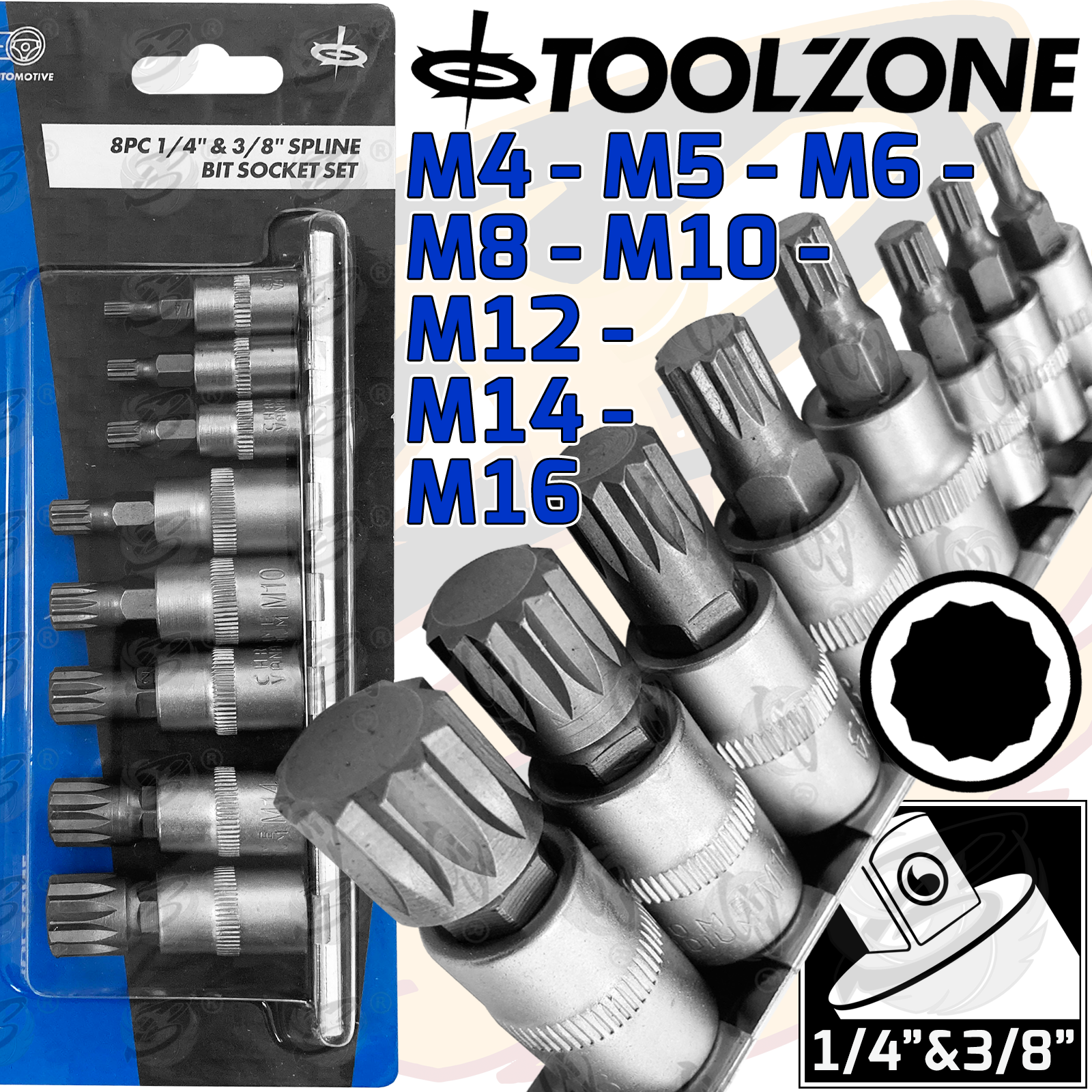 Toolzone 8 Piece 1/4