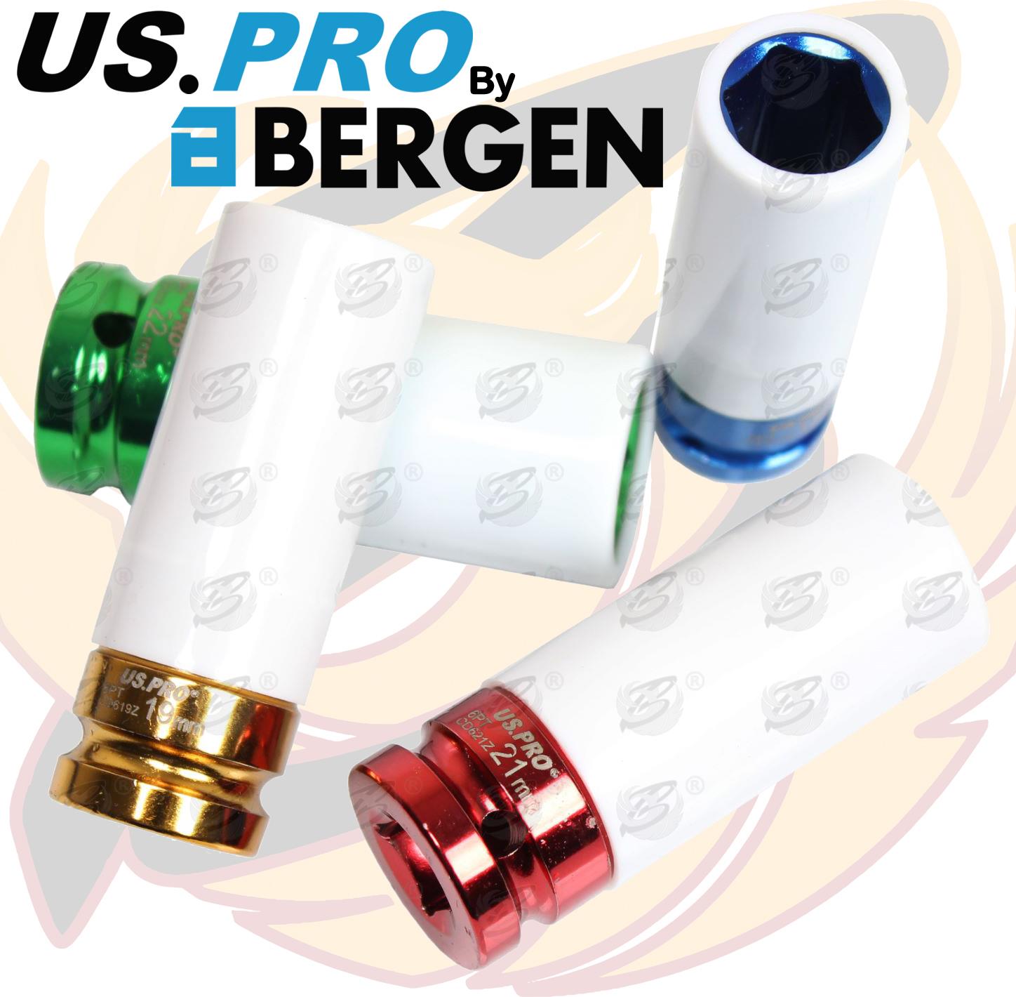 US PRO 1/2" DRIVE 24" LONG BREAKER BAR & 4PCS 6 POINT ALLOY WHEEL NUT SOCKETS 17MM - 22MM