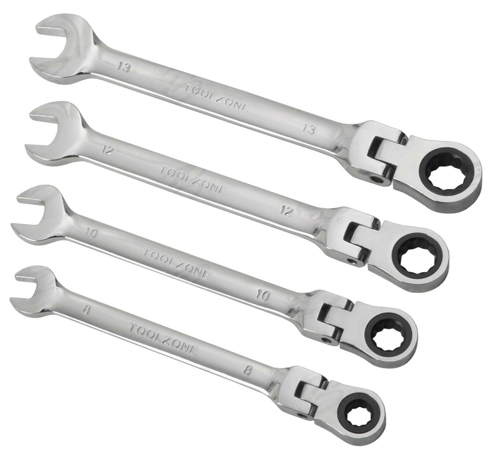 TOOLZONE 8PCS COMBINATION FLEXIBLE RATCHET SPANNER SET 8MM - 19MM