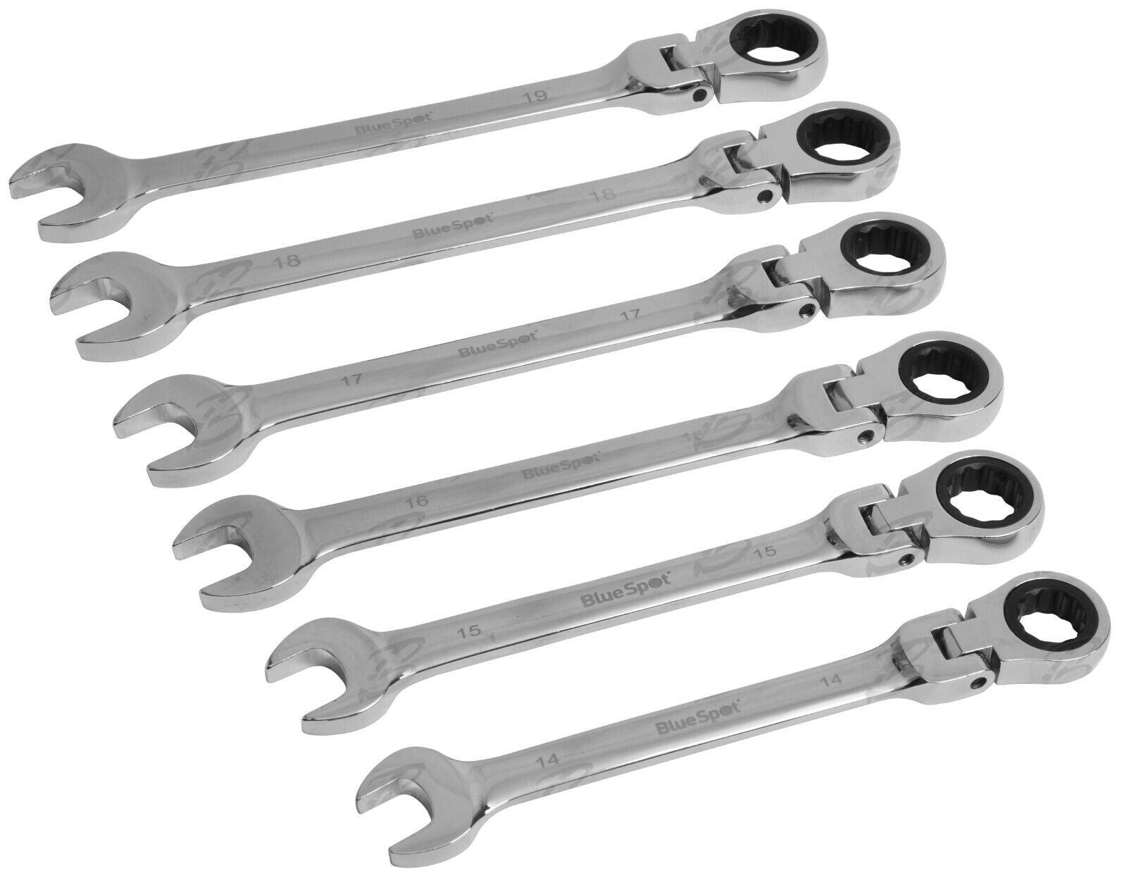 BLUESPOT 12PCS COMBINATION FLEXIBLE RATCHET SPANNER SET 8MM - 19MM