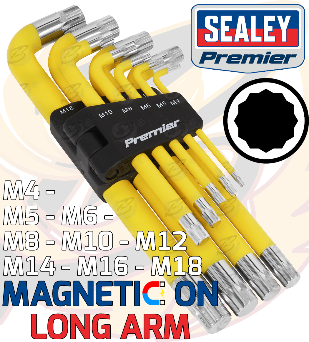 Sealey Jumbo Magnetic Anti Slip Spline Keys M4 - M18 ( AK7189 )