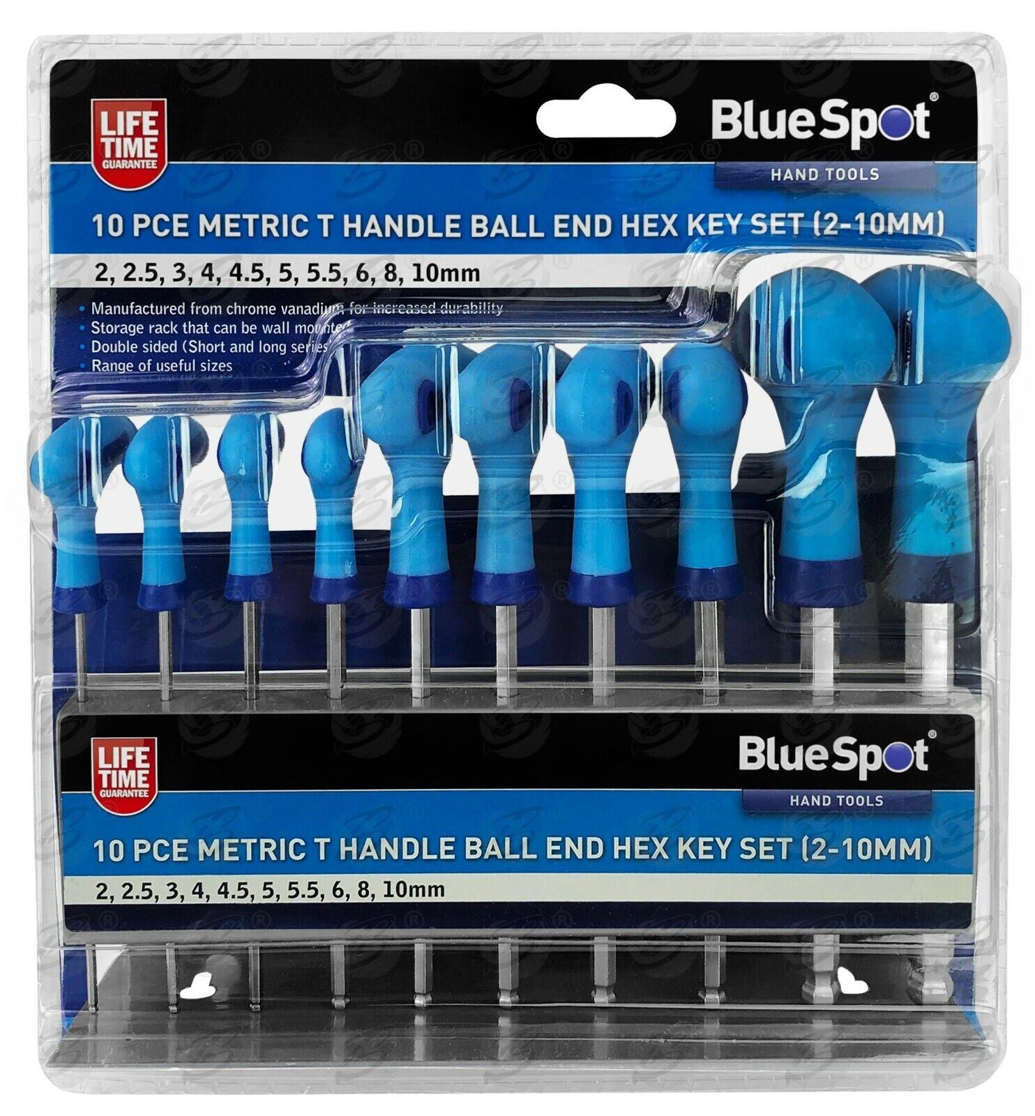 BlueSpot 10 Piece T Handle Ball Ended Hex Key Set H2 - H10 ( 12186 (HEX) )