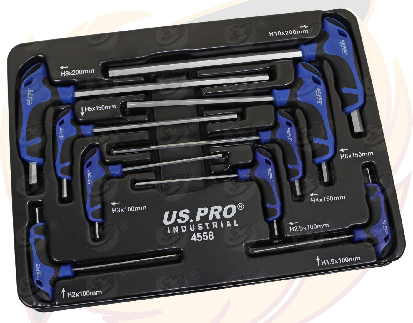 US PRO INDUSTRIAL 9PCS T HANDLE HEX KEYS H1.5 - H11