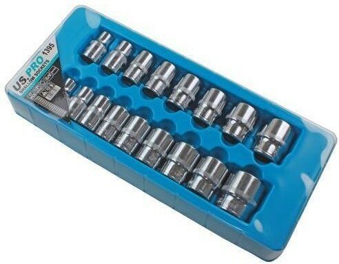 US PRO 17PCS 1/2" DRIVE 12 POINT SHALLOW SOCKETS 10MM - 30MM