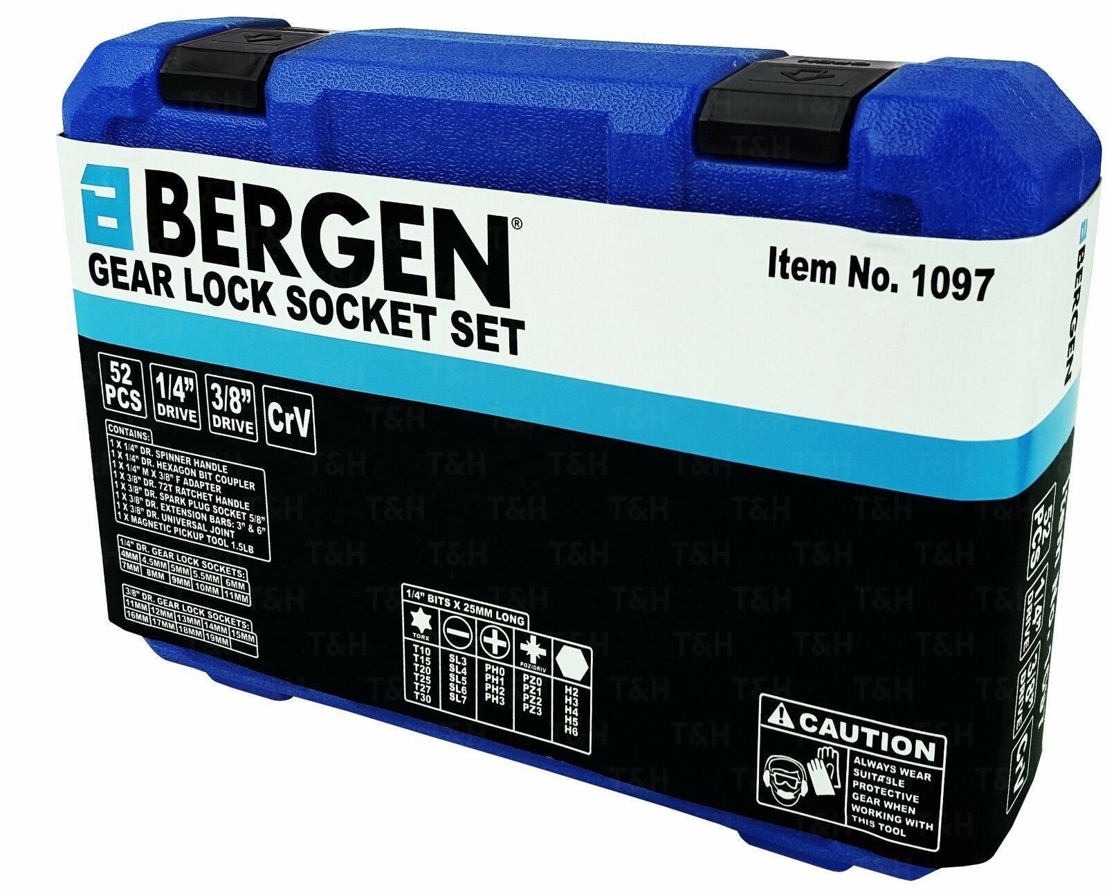 US PRO 52PCS 1/4" & 3/8" DRIVE GEAR LOCK SOCKET & BIT SET 4MM - 19MM