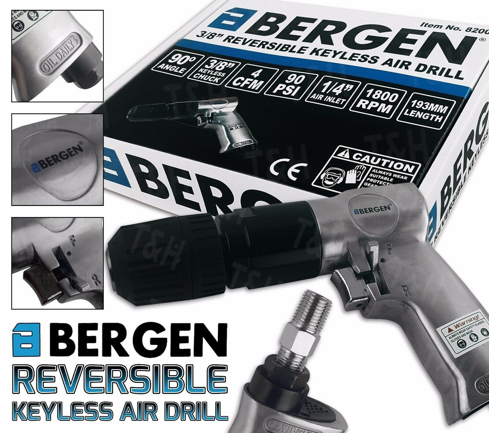 US PRO 3/8" DRIVE REVERSIBLE AIR DRILL