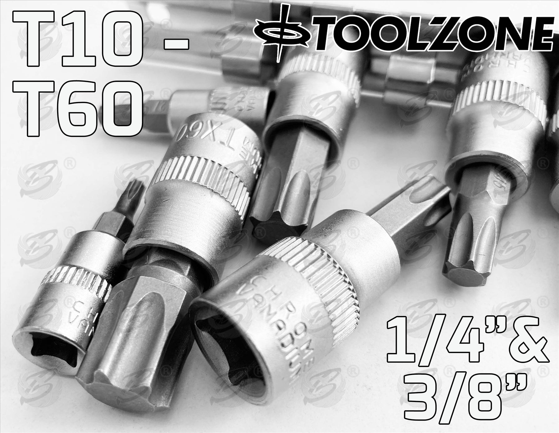 TOOLZONE 11PCS 1/4" & 3/8" DRIVE TORX BIT SOCKETS T10 - T60
