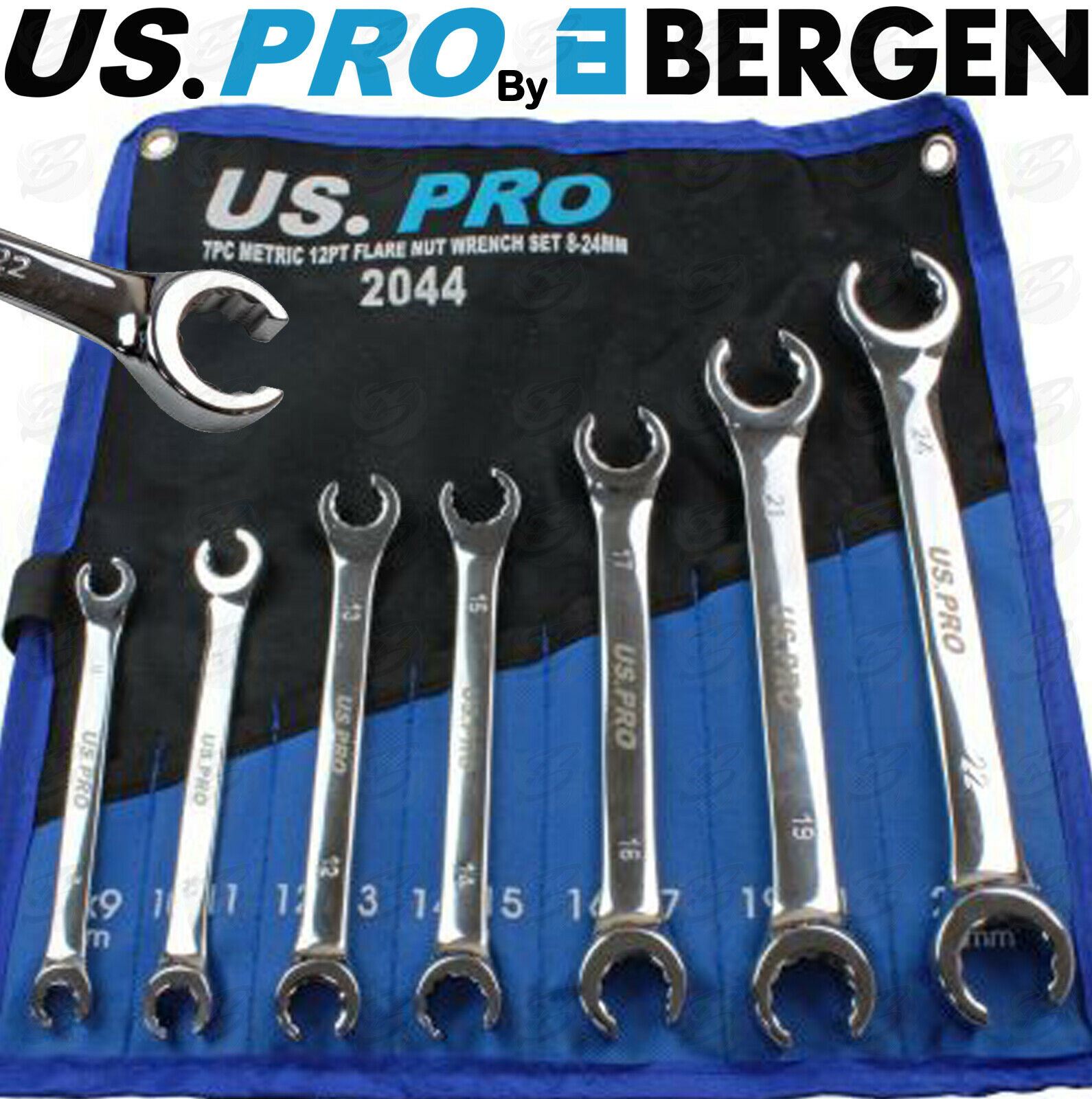 US PRO 7PCS 12 POINT FLARE NUT SPANNER SET 8MM - 24MM