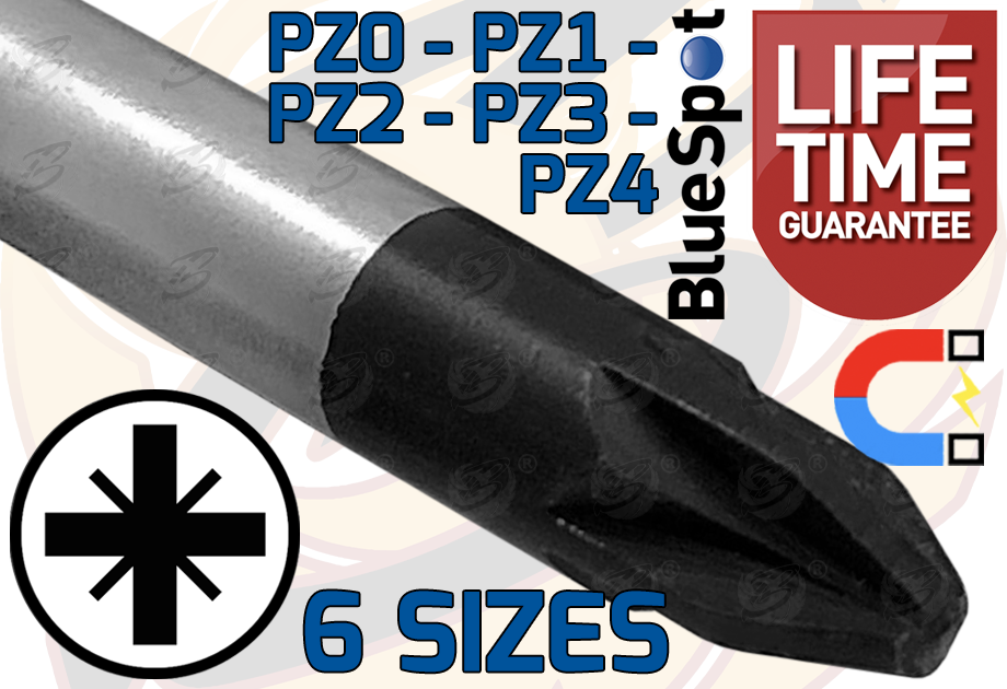 BlueSpot 12 Piece Magnetic Go Through Screwdriver Set ( Slotted - Pozidrive ) ( 12058 )