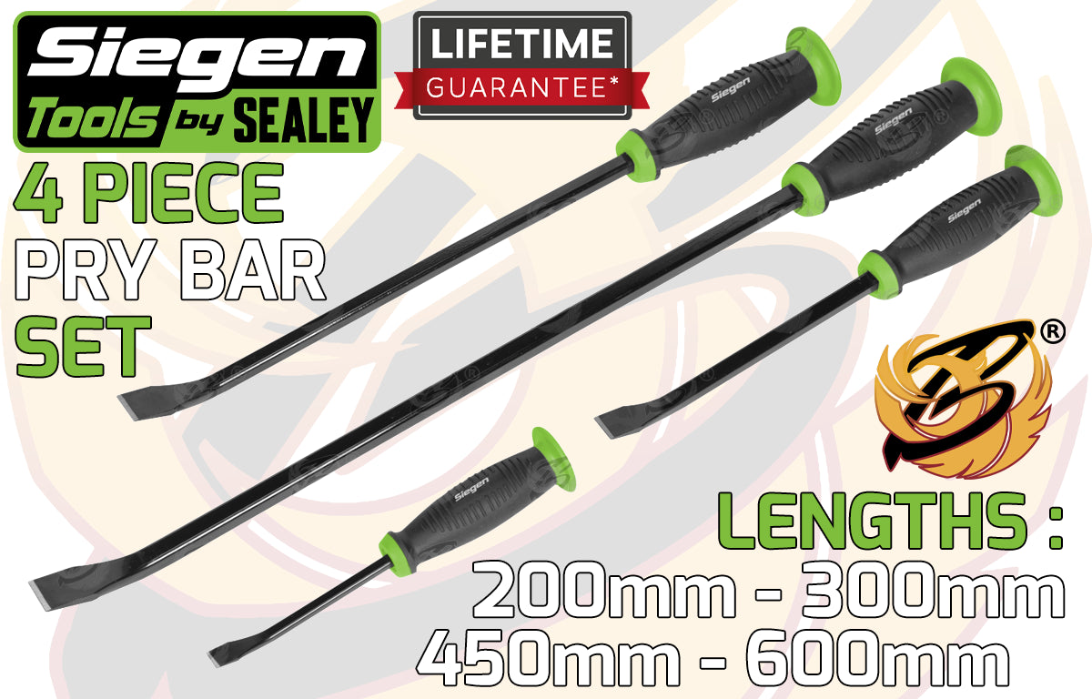 SIEGEN 4PCS PRY BAR SET WITH PROTECTIVE GUARDS
