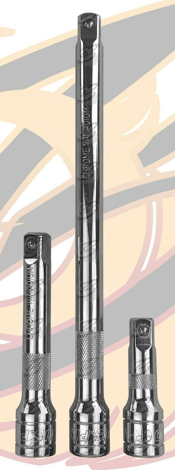 US PRO 3PCS 1/2" DRIVE EXTENSION BARS 75MM - 250MM