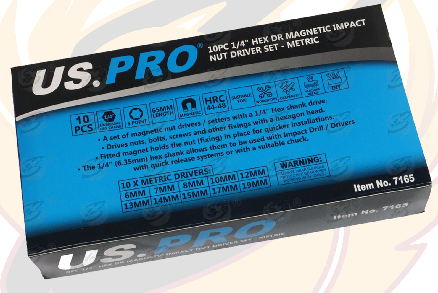 US PRO 10PCS MAGNETIC IMPACT NUT DRIVERS / RUNNERS ( 6MM - 19MM )