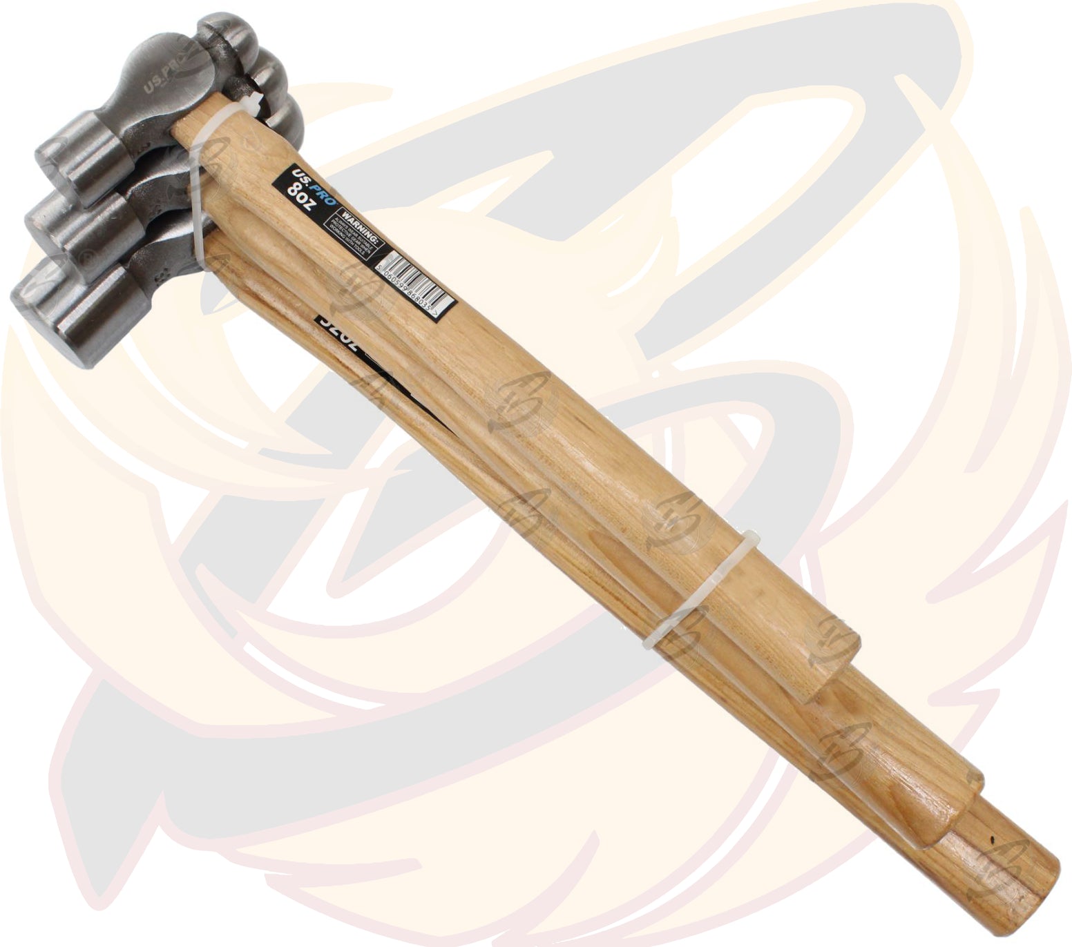 US PRO 3PCS BALL PEIN BEECH HAMMERS 8OZ - 16OZ - 32OZ