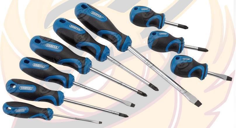 DRAPER 9PCS MAGNETIC SCREWDRIVER SET ( SLOTTED - PHILLIPS - POZIDRIVE )