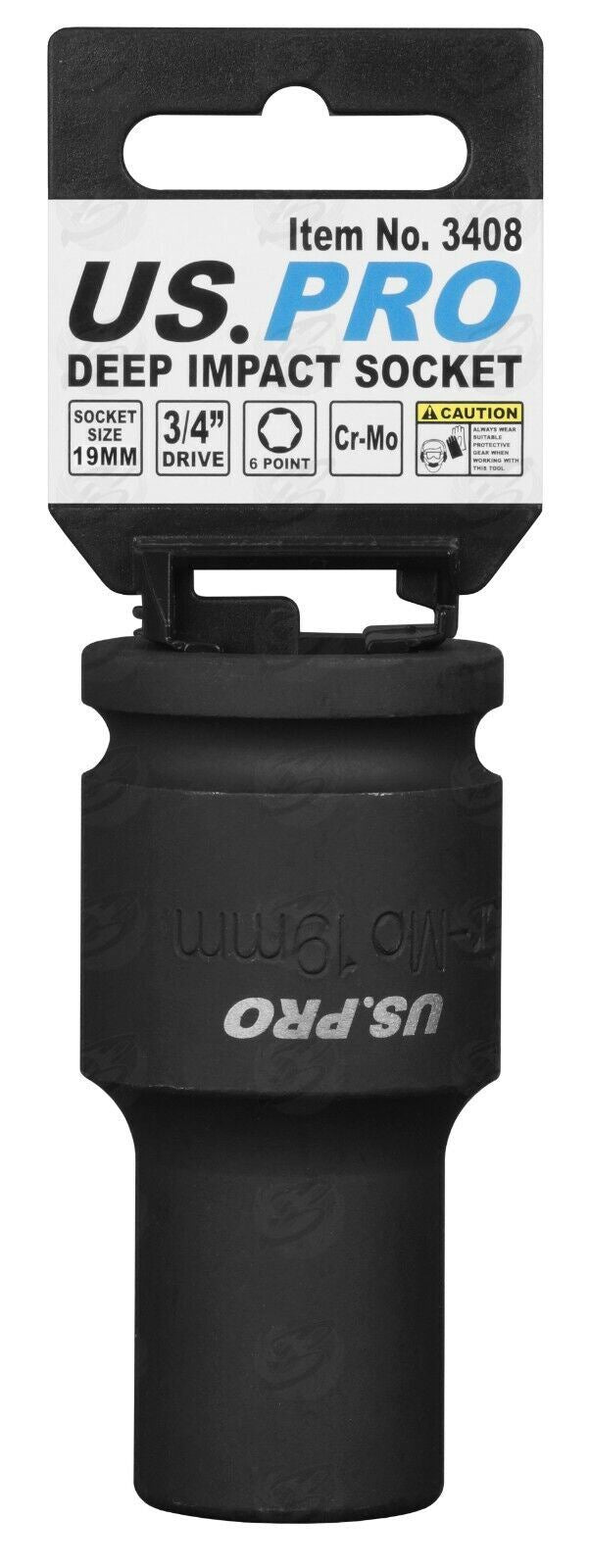 US Pro 19mm 3/4" Drive 6 Point Deep Impact Socket ( Single ) 3408