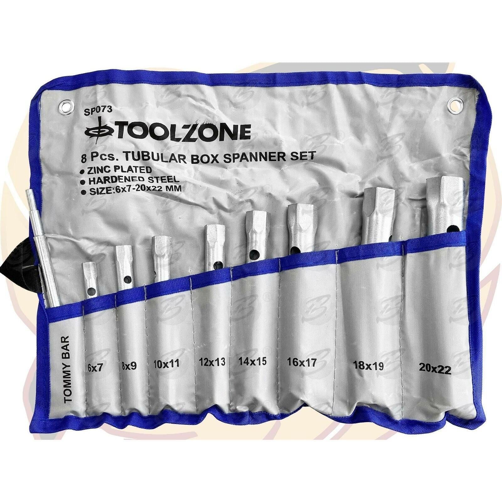 TOOLZONE 8PCS TUBULAR BOX SPANNERS 6MM - 22MM