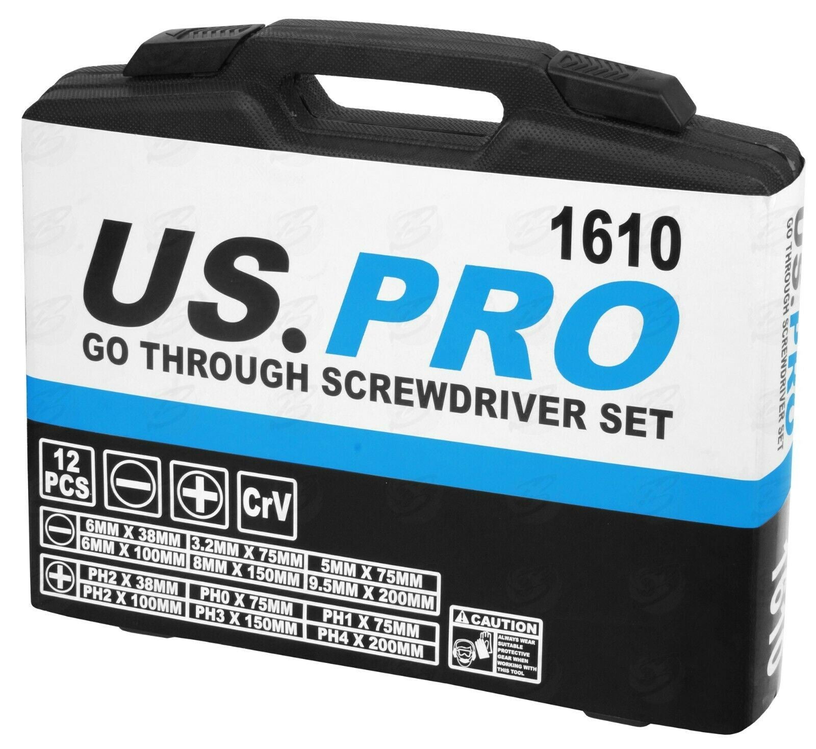 US PRO 12PCS MAGNETIC GO THROUGH SCREWDRIVER SET ( SLOTTED - PHILLIPS )