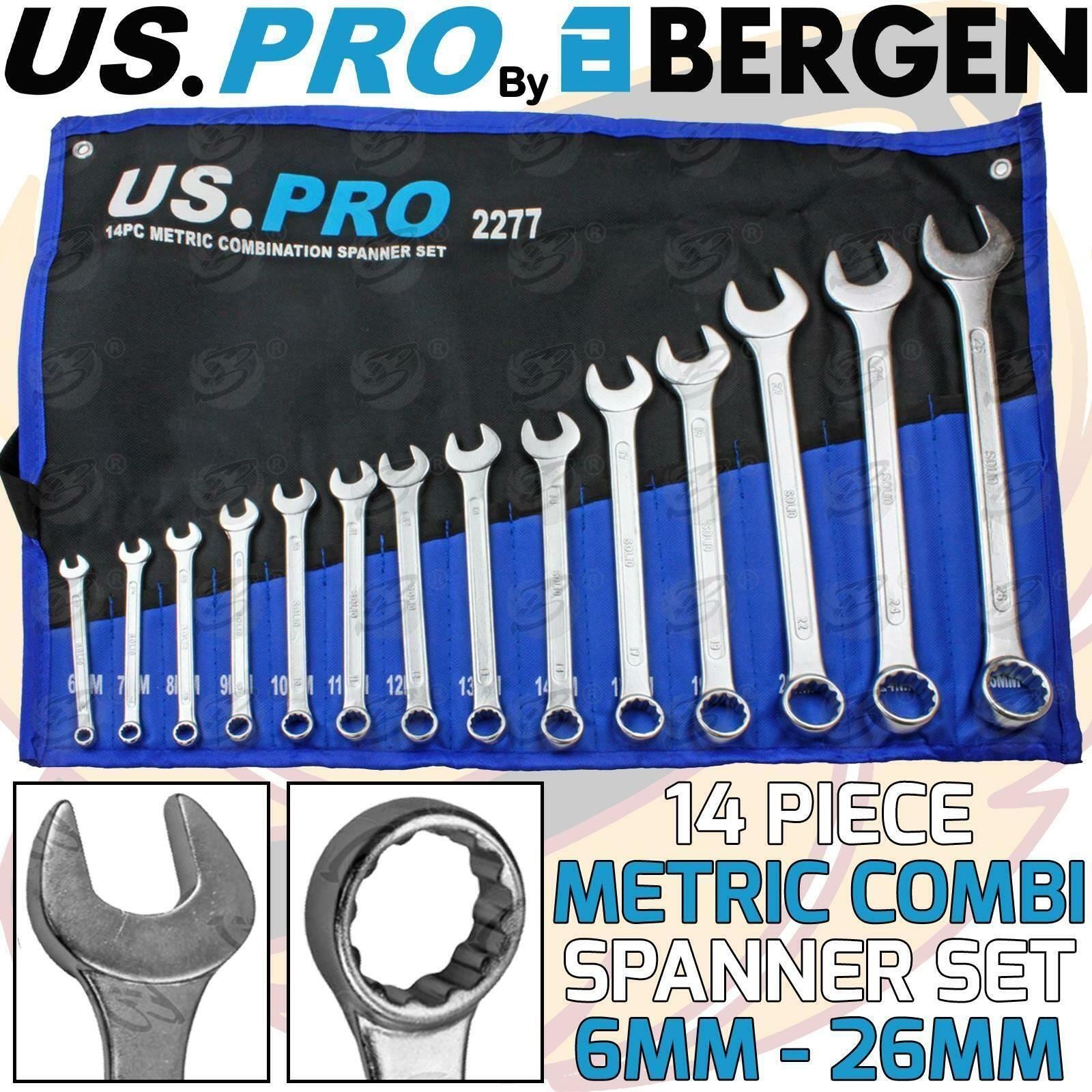 US PRO 14PCS COMBINATION SPANNER SET 6MM - 26MM