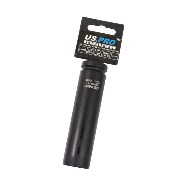 US Pro 1/2" Drive 21mm 6 Point Extra Deep Impact Socket 3807