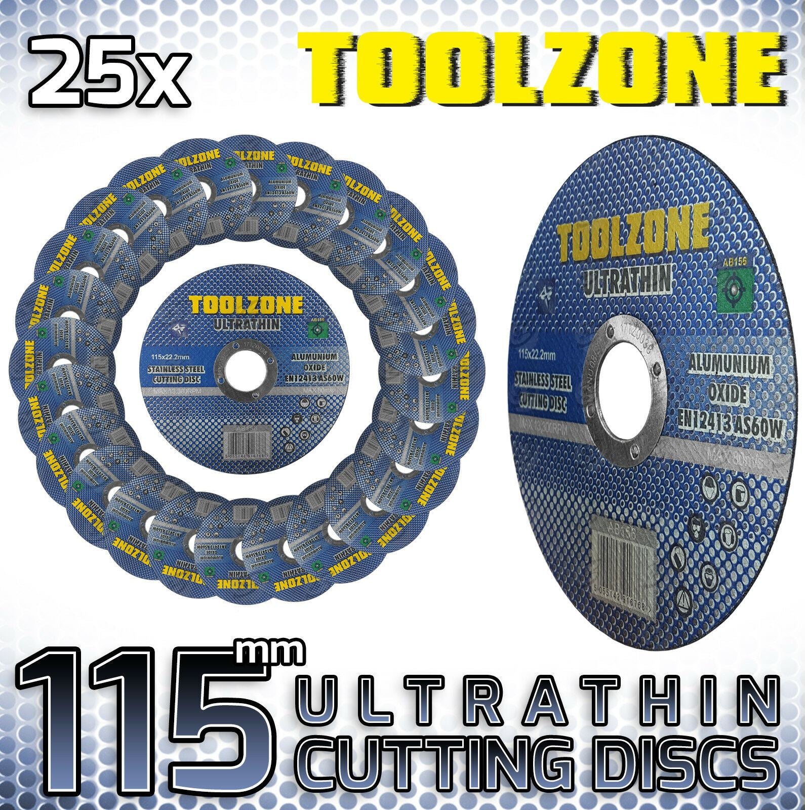 Toolzone 0.8mm Thick Stainless Steel Cutting Discs ( x 25 Discs ) AB156