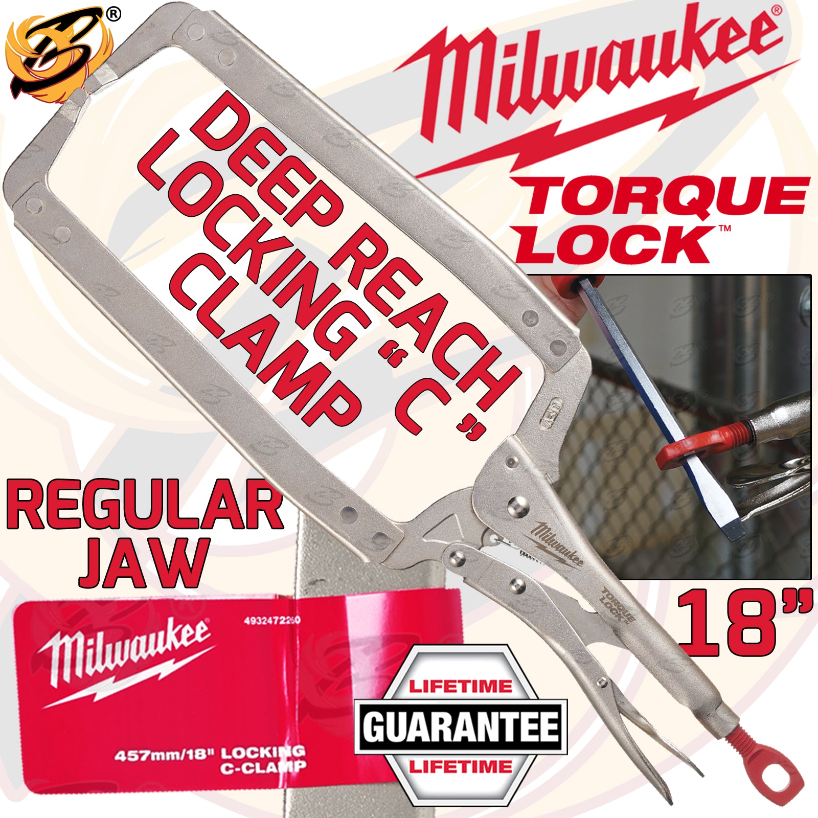 MILWAUKEE 18" DEEP REACH REGULAR JAW TORQUE LOCK LOCKING PLIERS