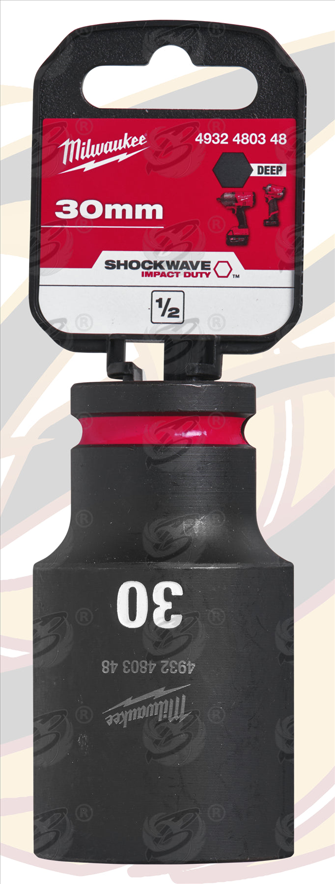 MILWAUKEE 30MM 1/2" DRIVE 6 POINT DEEP IMPACT SOCKET ( SINGLE )