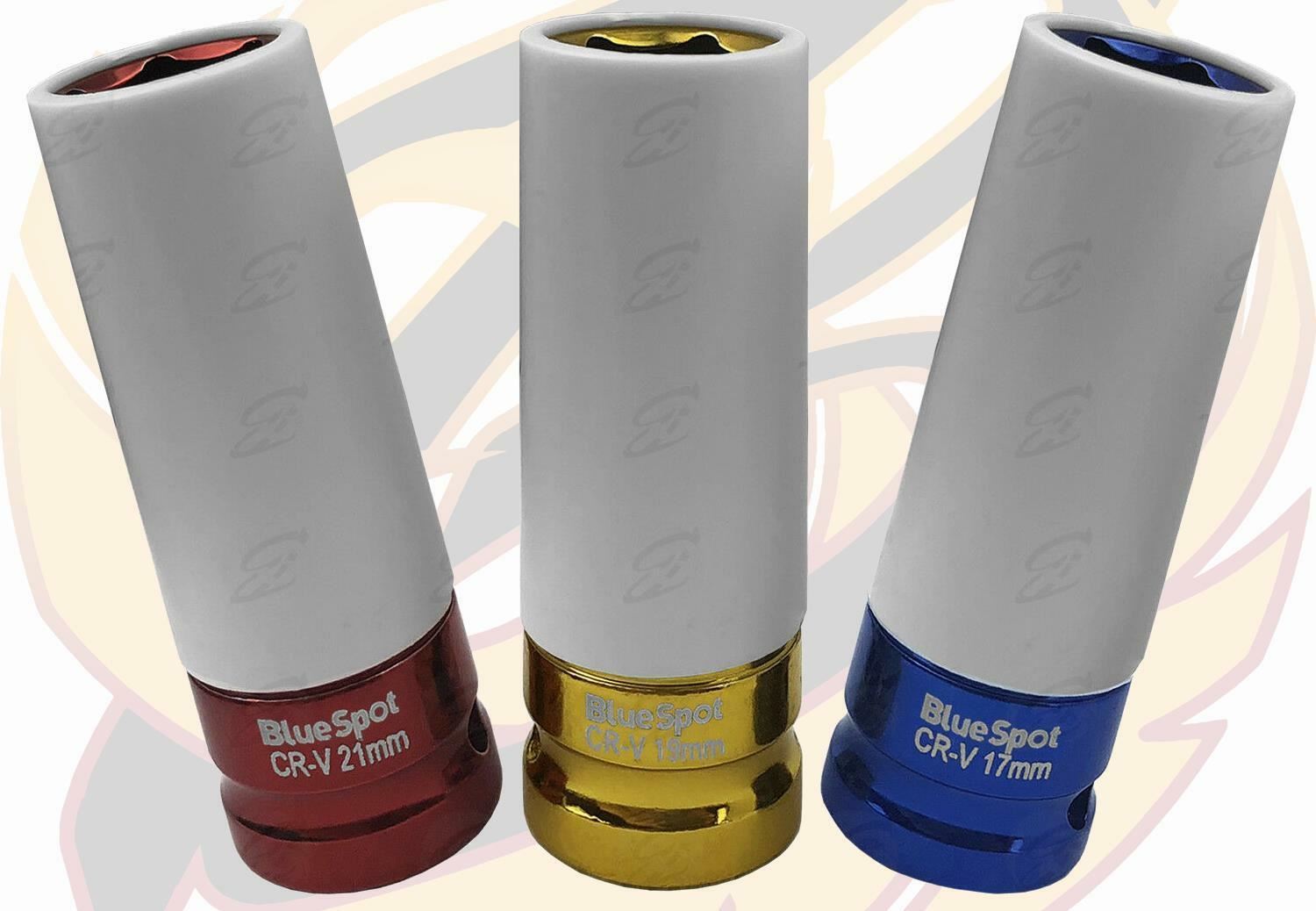 BLUESPOT 18PCS 1/2" DRIVE 6 POINT DEEP IMPACT SOCKETS & EXTENSIONS 10MM - 24MM