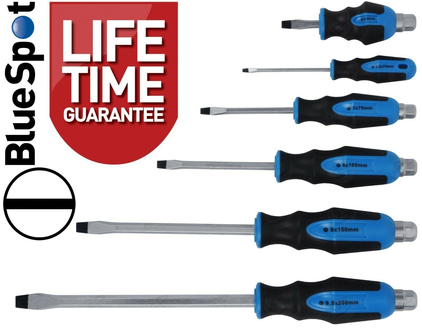 BLUESPOT 12PCS MAGNETIC GO THROUGH SCREWDRIVER SET ( SLOTTED - PHILLIPS )