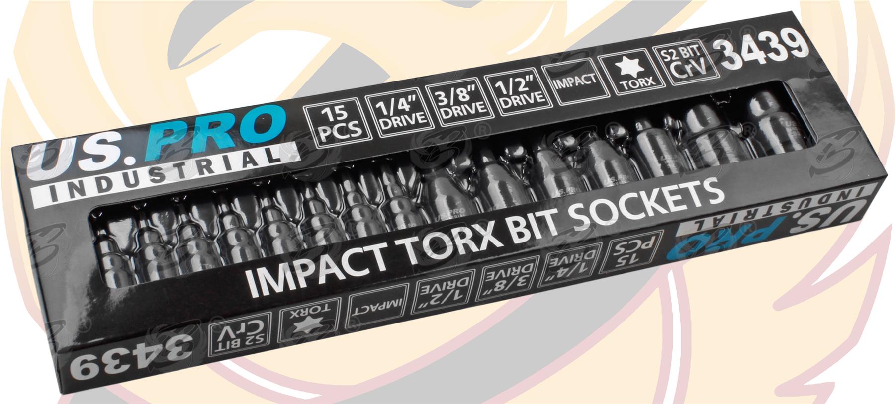 US PRO INDUSTRIAL 30PCS 1/4" & 3/8" & 1/2" DRIVE IMPACT TORX BIT SOCKETS T6 - T70