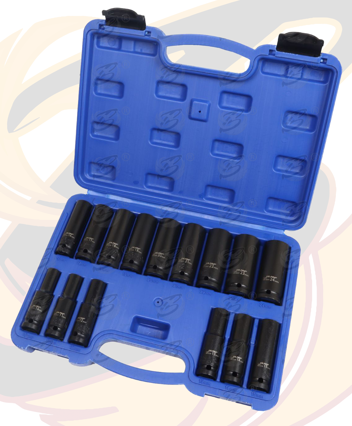 US Pro 15 Piece 1/2" Drive 12 Point Deep Impact Sockets 10mm - 24mm ( 7535 )