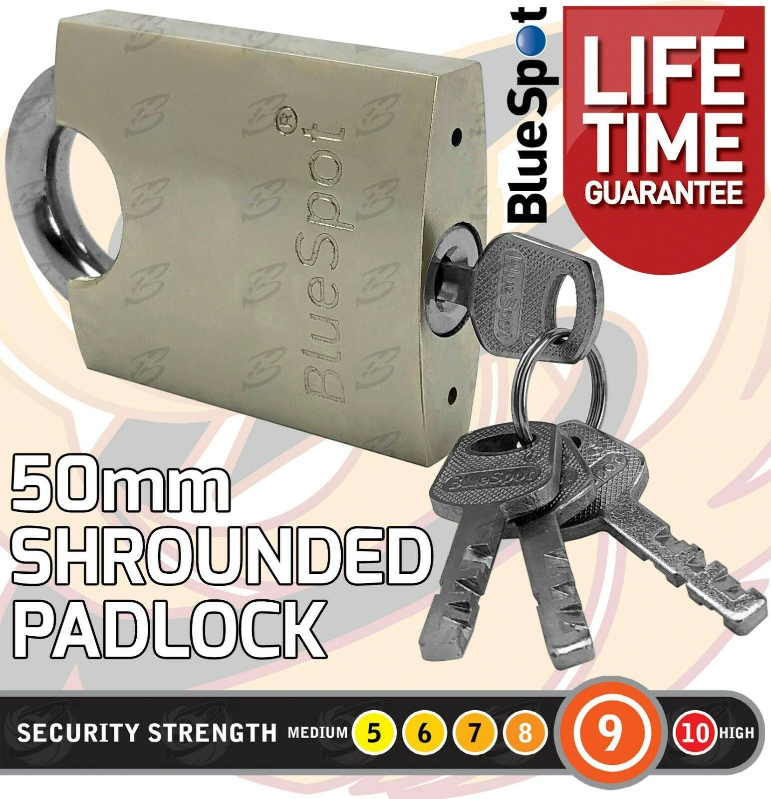BLUESPOT 50MM SHROUDED SATIN FINISH PADLOCK
