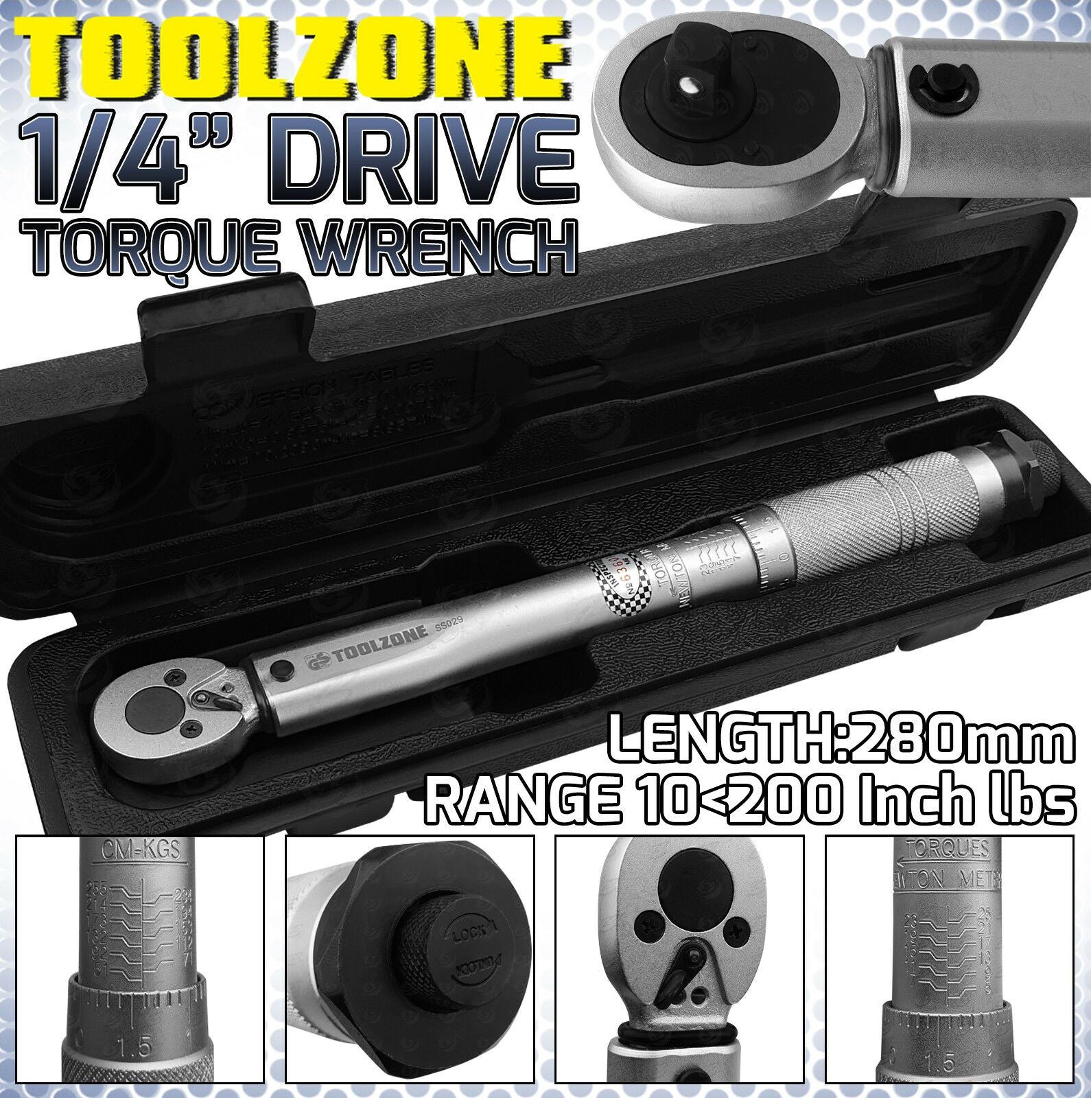 TOOLZONE 1/4" DRIVE CALIBRATED TORQUE WRENCH 5Nm - 25Nm
