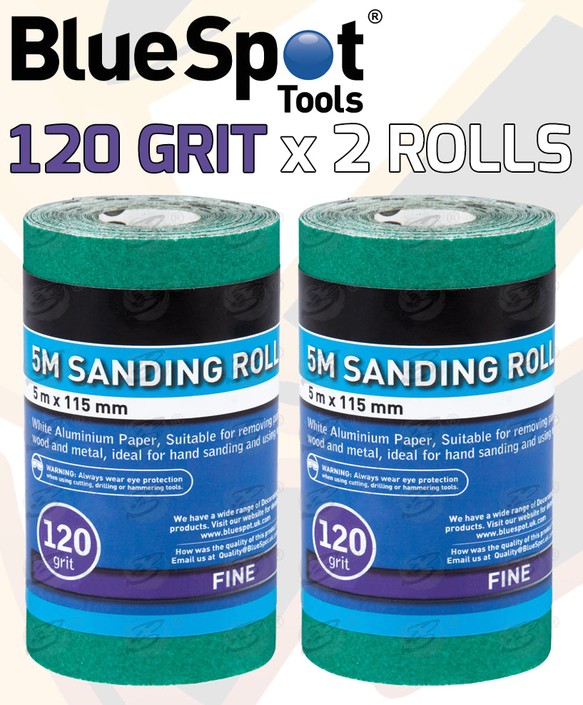 BLUESPOT 120 GRIT SANDING ROLL ( 5M x 115MM ) ( 2 ROLLS )