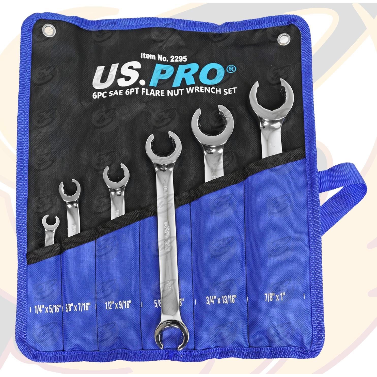 US Pro 6 Piece 6 Point Sae Flare Nut Spanner Set 1/4" - 1" 2295