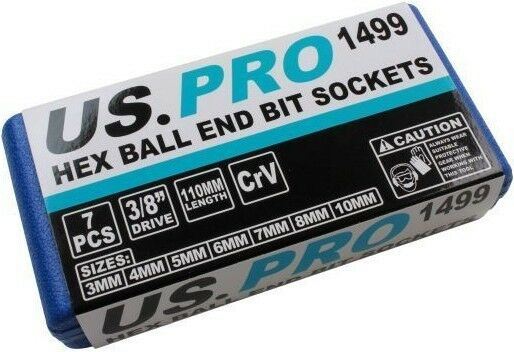 US PRO 7PCS 3/8" DRIVE EXTRA LONG BALL ENDED HEX BIT SOCKETS H3 - H10