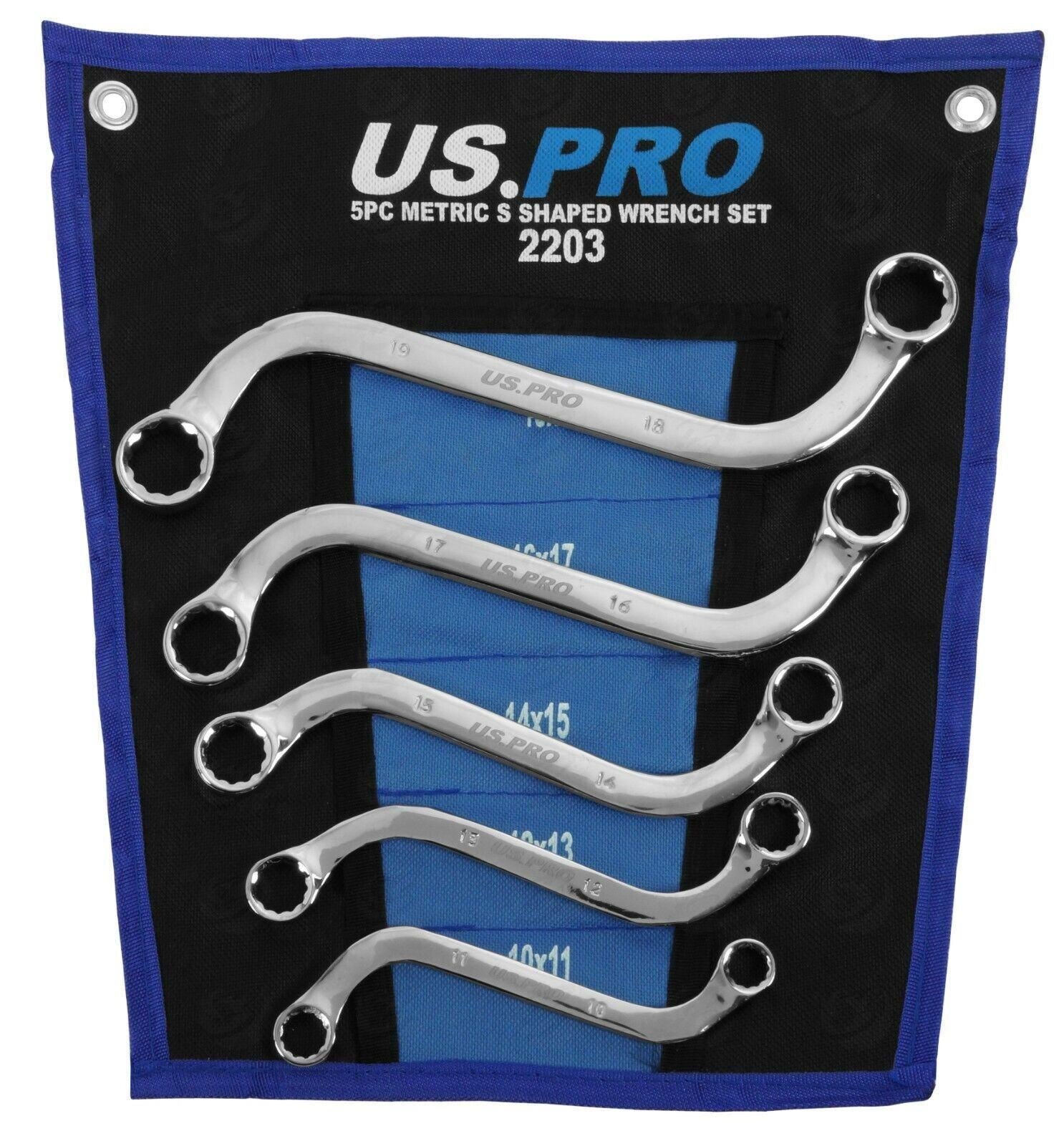 US Pro 5 Piece S Shaped Spanners 10mm - 19mm 2203