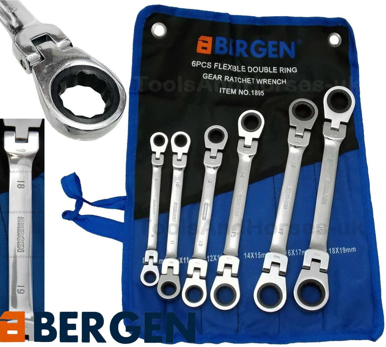 US PRO 6PCS DOUBLE RING RATCHET SPANNER SET 8MM - 19MM